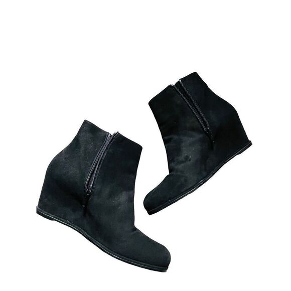 STUART WEITZMAN black Sidetrack suede wedge ANKLE BOOTS sz 8.5 - Picture 3 of 9